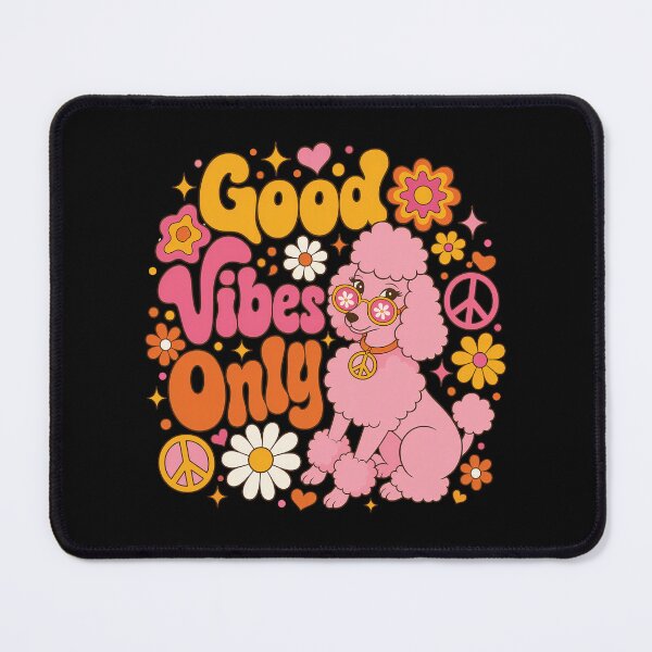 Item preview, Good Vibes Only Groovy Pink Poodle Retro 70s designed and sold by BobbyTee Merch.