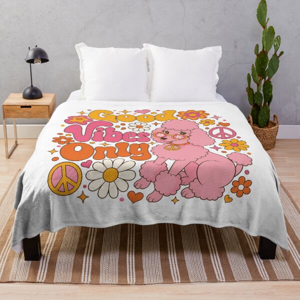 Item preview, Good Vibes Only Groovy Pink Poodle Retro 70s designed and sold by BobbyTee Merch.