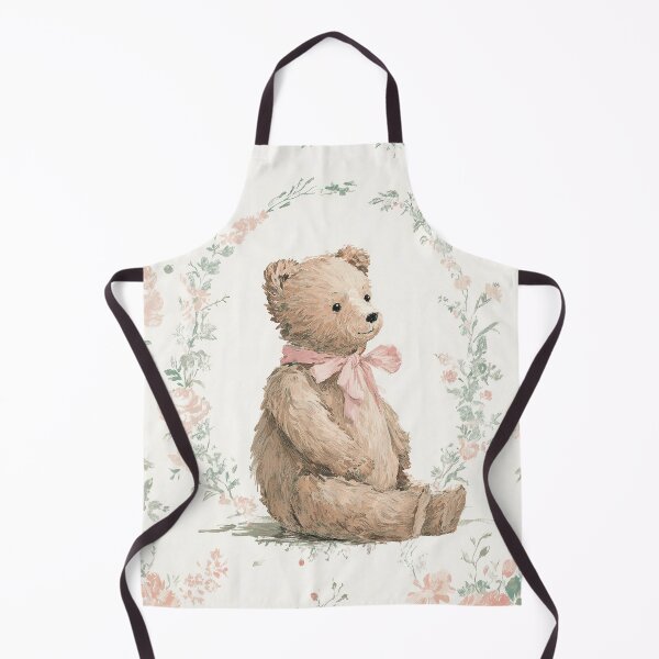Item preview, Title Teddy Bear with Pink Bow Garden Watercolor designed and sold by GoodOldPrints4.