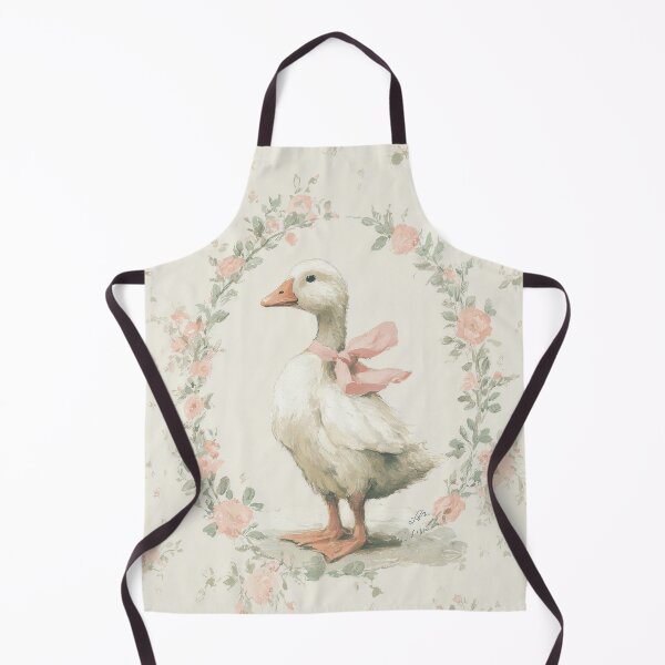 Item preview, Goose with Pink Bow Garden Watercolor designed and sold by GoodOldPrints4.