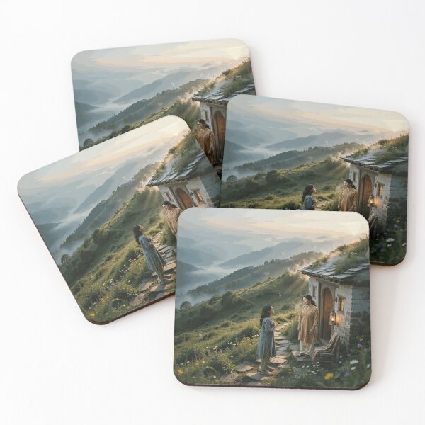 Item preview, Peaceful Mountain Cottage Conversation at Sunrise designed and sold by NicolasSoto.
