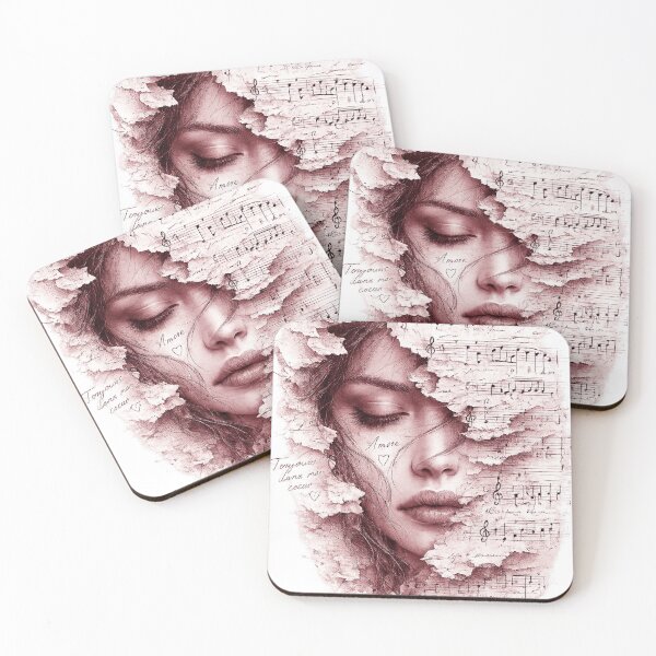 Item preview, Romantic Music Notes Woman Portrait designed and sold by GRFORA.