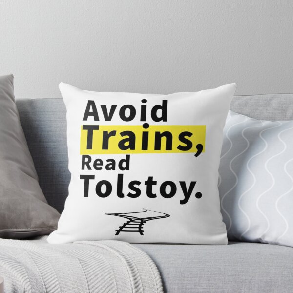 Item preview, Funny bookish advice to avoid trains and read Tolstoy designed and sold by Prints by Mat.