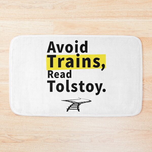 Item preview, Funny bookish advice to avoid trains and read Tolstoy designed and sold by Prints by Mat.