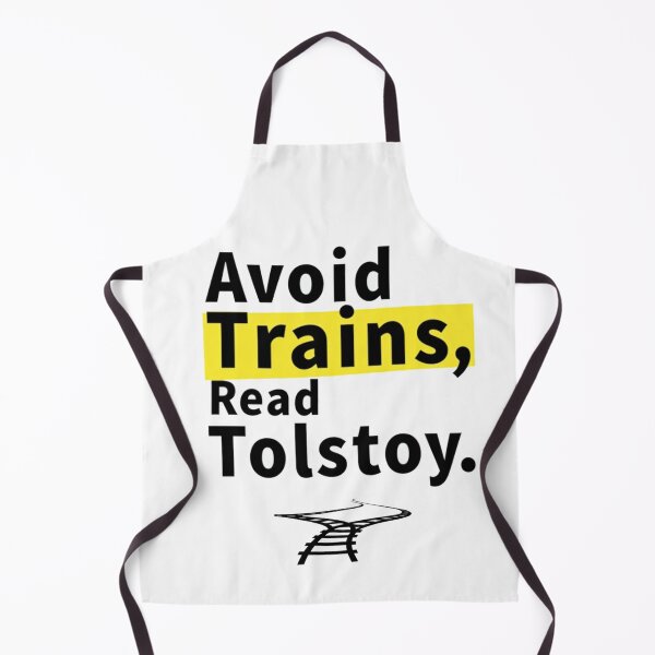 Item preview, Funny bookish advice to avoid trains and read Tolstoy designed and sold by Prints by Mat.