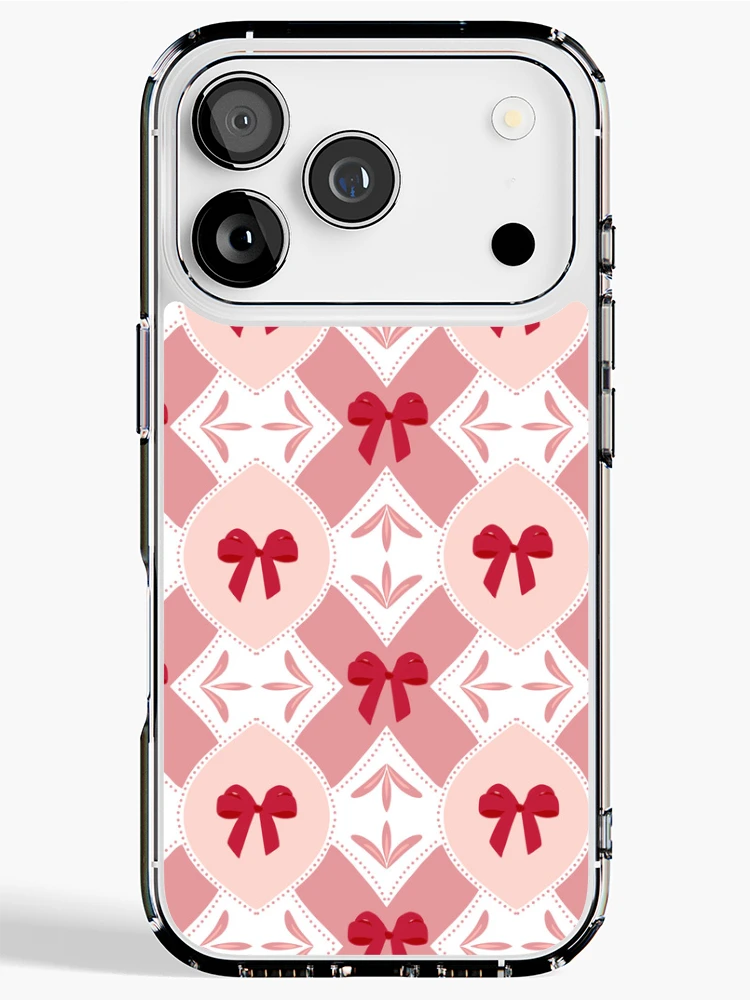 Thumbnail 1 of 5, iPhone Case, Cute Red Ribbon Bow Seamless Pattern designed and sold by SbRandomLab.