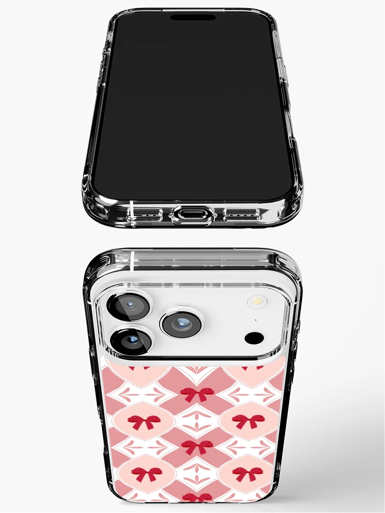Thumbnail 3 of 5, iPhone Case, Cute Red Ribbon Bow Seamless Pattern designed and sold by SbRandomLab.