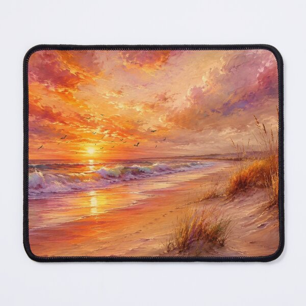 Item preview, Golden Hour Coastal Beach Sunset Seascape Art Print designed and sold by Joey Santiago.