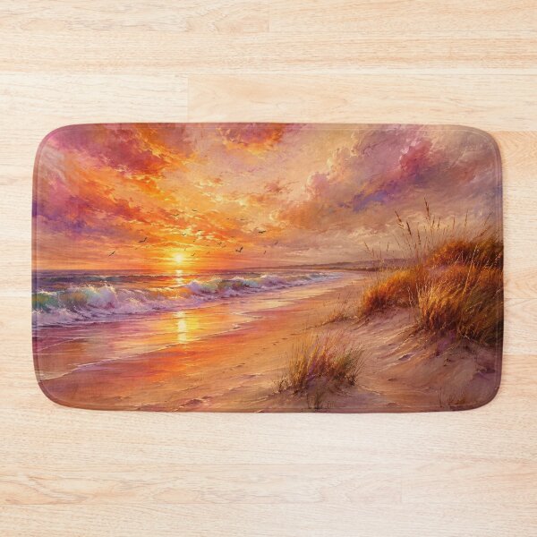 Item preview, Golden Hour Coastal Beach Sunset Seascape Art Print designed and sold by Joey Santiago.