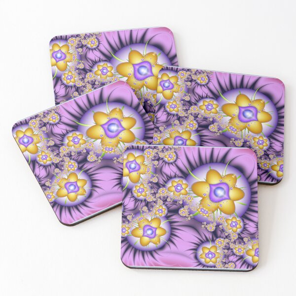Item preview, Fractal Gold Floral Orbs Purple Art designed and sold by pinkal.