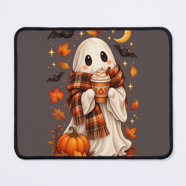 Item preview, Cozy Ghost with Pumpkin Spice Latte – Cute Fall Halloween Design designed and sold by MentShop1.