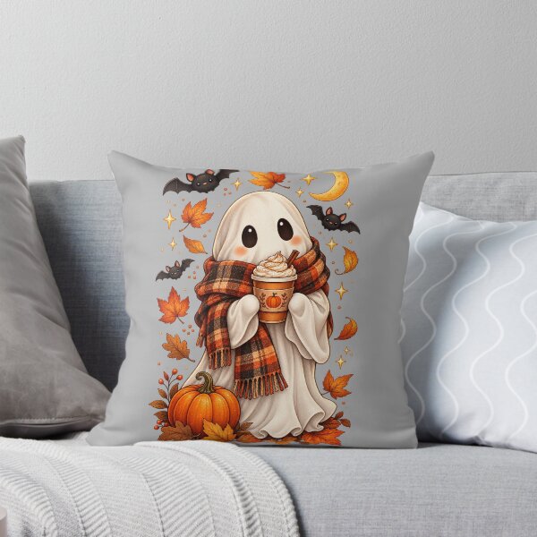 Item preview, Cozy Ghost with Pumpkin Spice Latte – Cute Fall Halloween Design designed and sold by MentShop1.