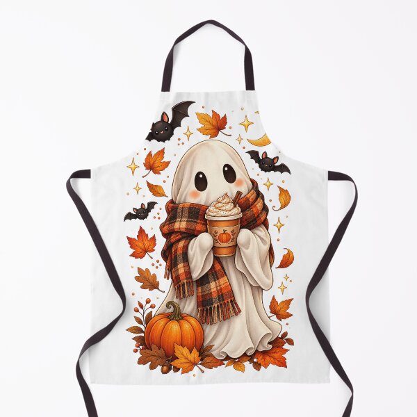 Item preview, Cozy Ghost with Pumpkin Spice Latte – Cute Fall Halloween Design designed and sold by MentShop1.