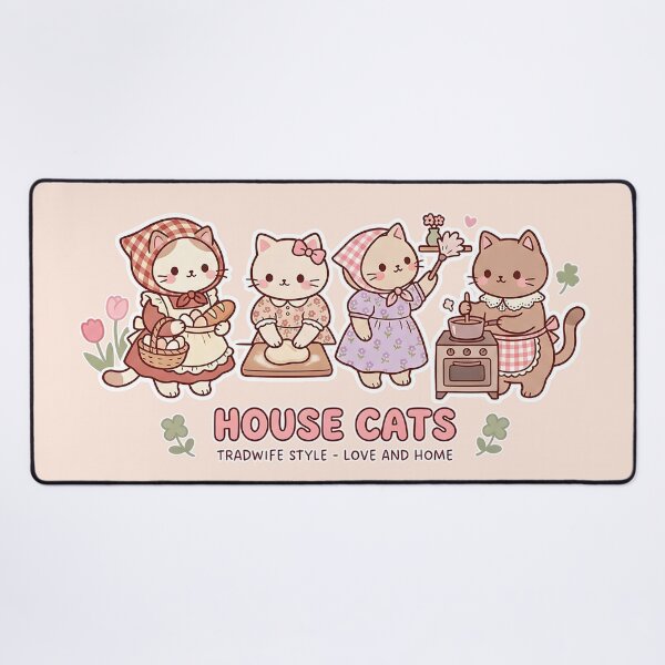 Item preview, House Cats: Tradwife Style - Love and Home - Kawaii Cottagecore House Cats Banner designed and sold by CuteKats.