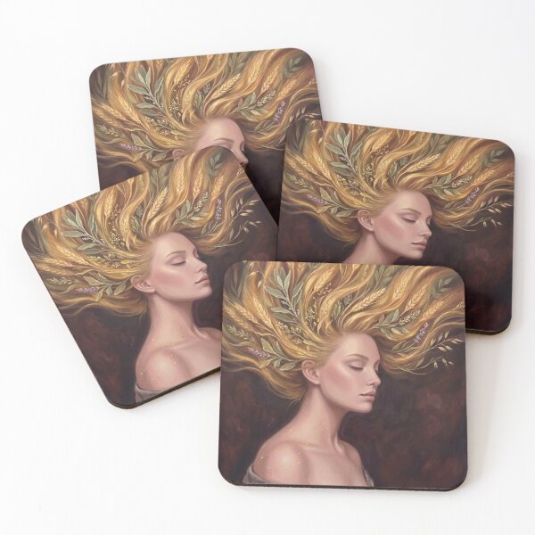 Item preview, Virgo season harvest maiden golden constellation art designed and sold by Osmose-Studio.