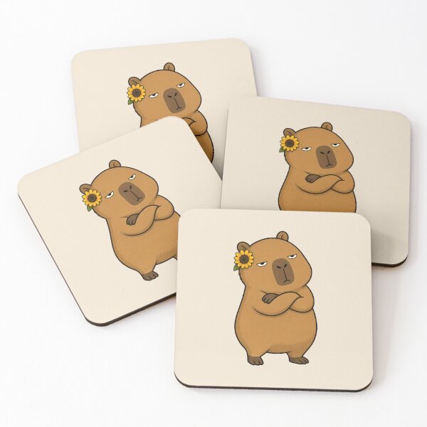 Item preview, Unimpressed Capybara with Sunflower designed and sold by LazyPaw Design.