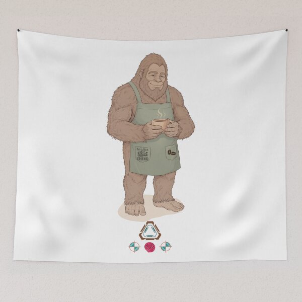 Item preview, Cute Bigfoot Barista Drinking Coffee Sasquatch Lover Gift T-Shirt designed and sold by Whimsy Trail Co.