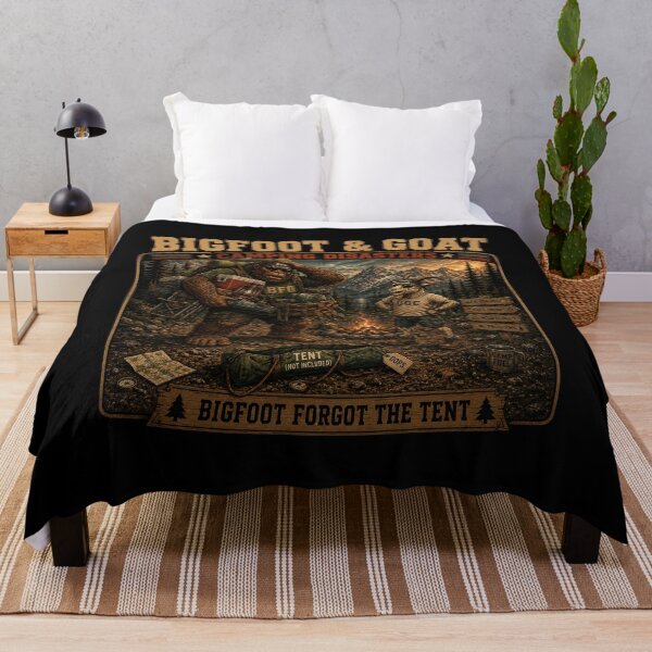 Item preview, Bigfoot And Goat Camping Disasters Bigfoot Forgot The Tent Vintage Camping Shirt designed and sold by NicheBloom.