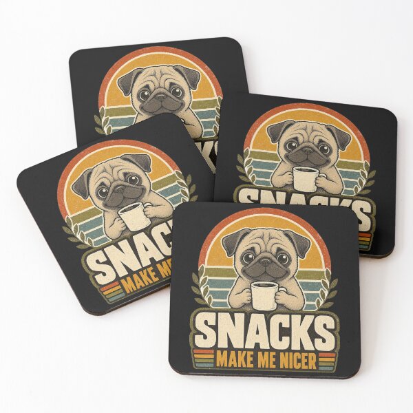 Item preview, Funny Pug With Coffee - Snacks Make Me Nicer designed and sold by Graphic Vibe Designs.