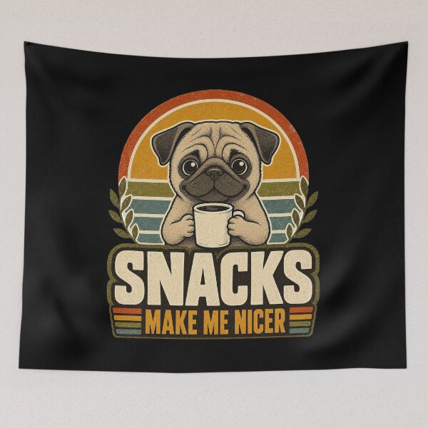 Item preview, Funny Pug With Coffee - Snacks Make Me Nicer designed and sold by Graphic Vibe Designs.