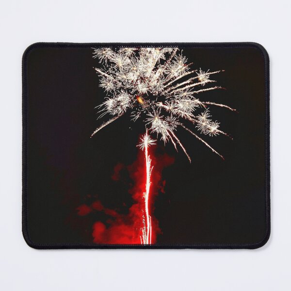 Item preview, Bursting Firework Bouquet Above Glowing Red Smoke designed and sold by BlueRidgeBazaar.