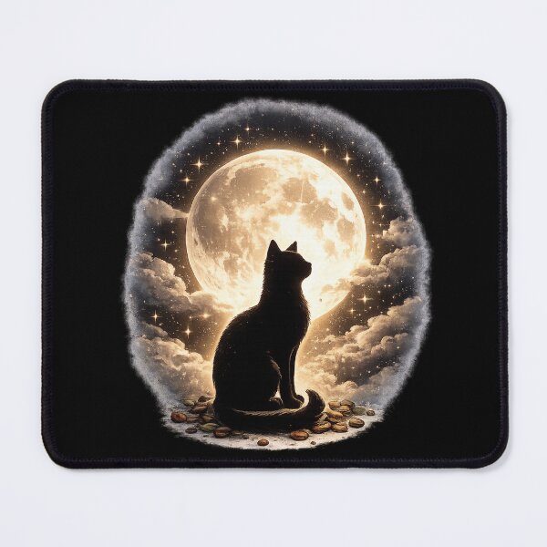 Item preview, Mystical Black Cat Under Full Moon designed and sold by Red-Gifts.