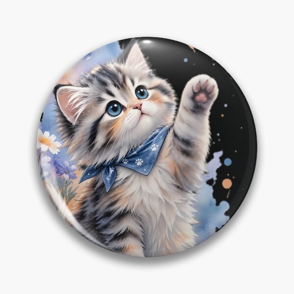 Item preview, Whimsical Fluffy Kitten and Butterfly Watercolor Art designed and sold by ShadowArtEG.