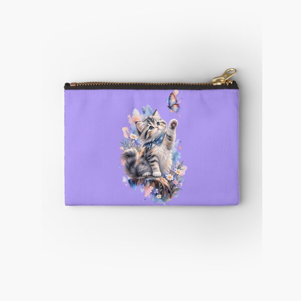 Item preview, Whimsical Fluffy Kitten and Butterfly Watercolor Art designed and sold by ShadowArtEG.