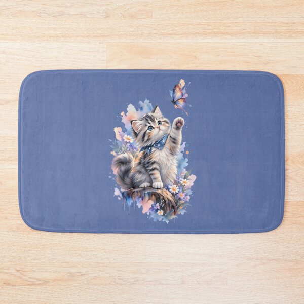 Item preview, Whimsical Fluffy Kitten and Butterfly Watercolor Art designed and sold by ShadowArtEG.