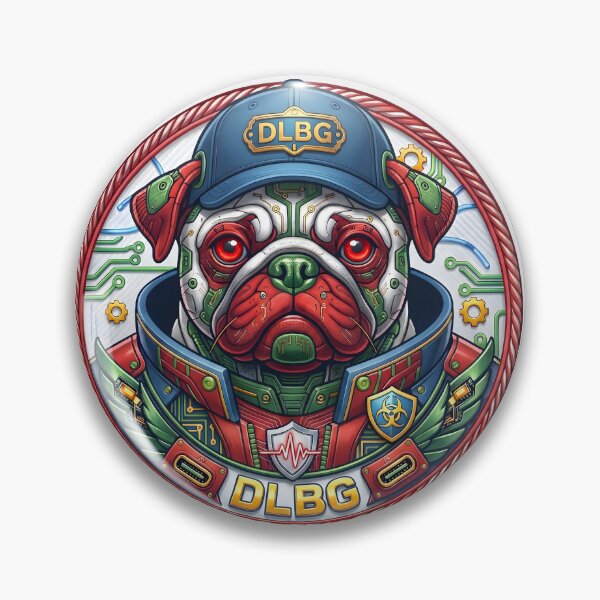 Item preview, Cyberpunk Pug Badge - Techno Beast Vibrant Edition by DLBG designed and sold by DLBG-STORE.