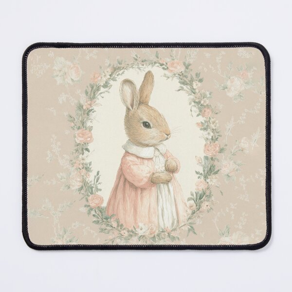 Item preview, Baby Rabbit in Pink Dress Floral Watercolor designed and sold by GoodOldPrints4.