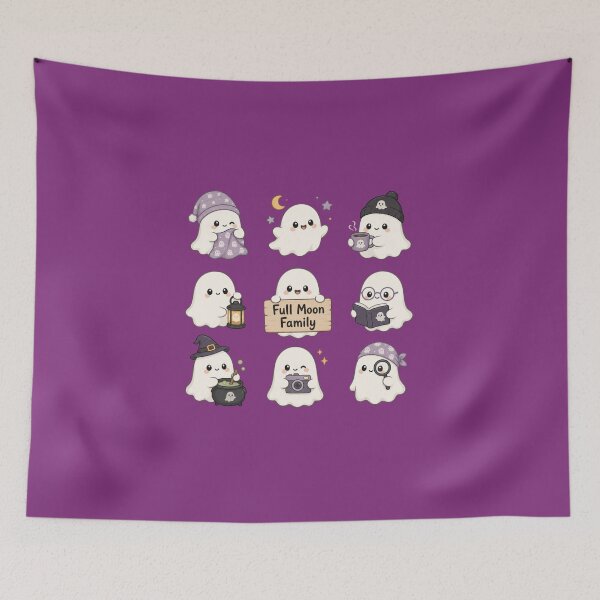 Item preview, Cute Halloween Ghosts Full Moon Family Kawaii Spooky Halloween PNG designed and sold by MythicMood.