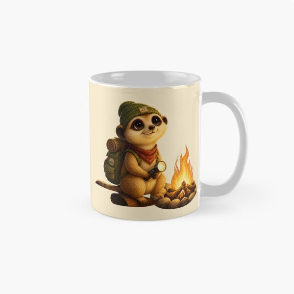 Item preview, Camping Meerkat by the Campfire | Cute Adventure Camper Animal designed and sold by inkaylindesign.