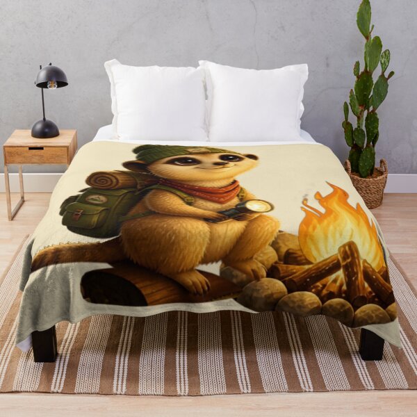 Item preview, Camping Meerkat by the Campfire | Cute Adventure Camper Animal designed and sold by inkaylindesign.