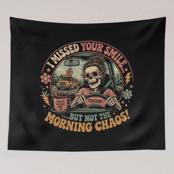 Item preview, Funny Skeleton Teacher Coffee Halloween Morning Chaos designed and sold by Crystal-Tree.