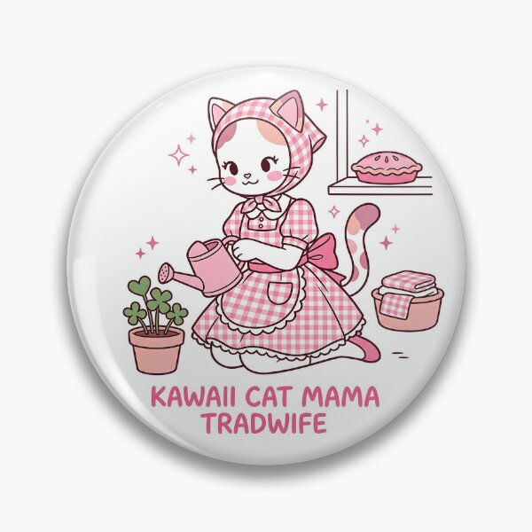 Item preview, Kawaii Hachi Cat Mama Tradwife: Pink Cottagecore Gardener designed and sold by CuteKats.