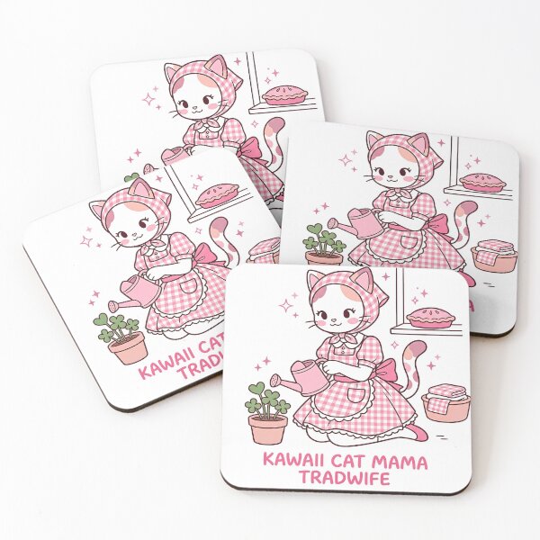 Item preview, Kawaii Hachi Cat Mama Tradwife: Pink Cottagecore Gardener designed and sold by CuteKats.