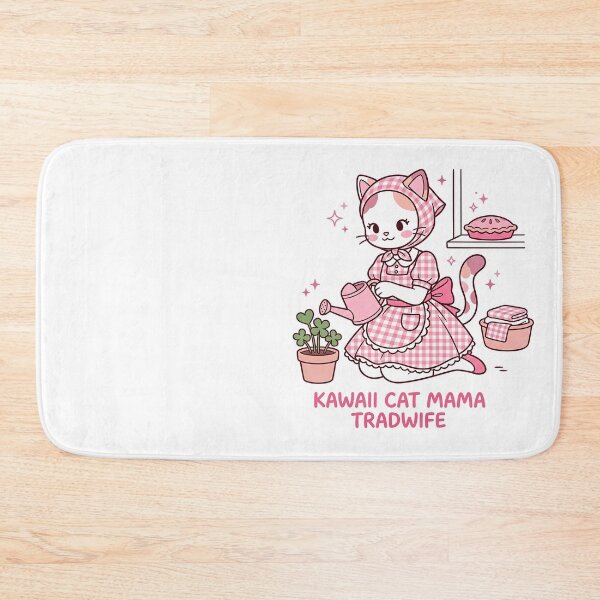 Item preview, Kawaii Hachi Cat Mama Tradwife: Pink Cottagecore Gardener designed and sold by CuteKats.