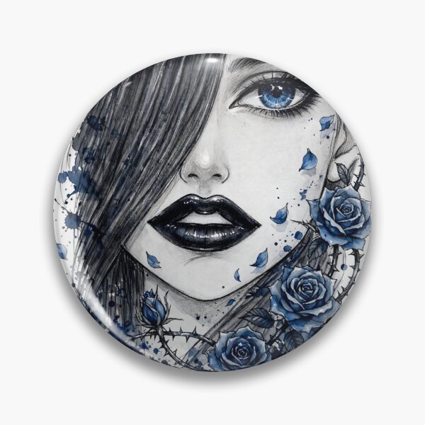 Item preview, Original Dark Sapphire Blue Rose Gothic Girl Art designed and sold by MAISON SYLVIE.
