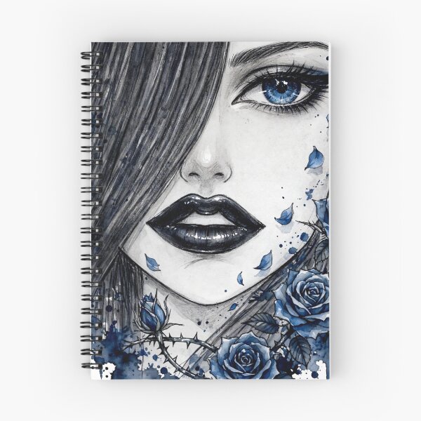 Item preview, Original Dark Sapphire Blue Rose Gothic Girl Art designed and sold by MAISON SYLVIE.