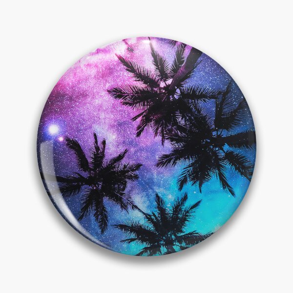Item preview, Cosmic Palm Trees Under a Pink and Blue Milky Way designed and sold by Exodoi.