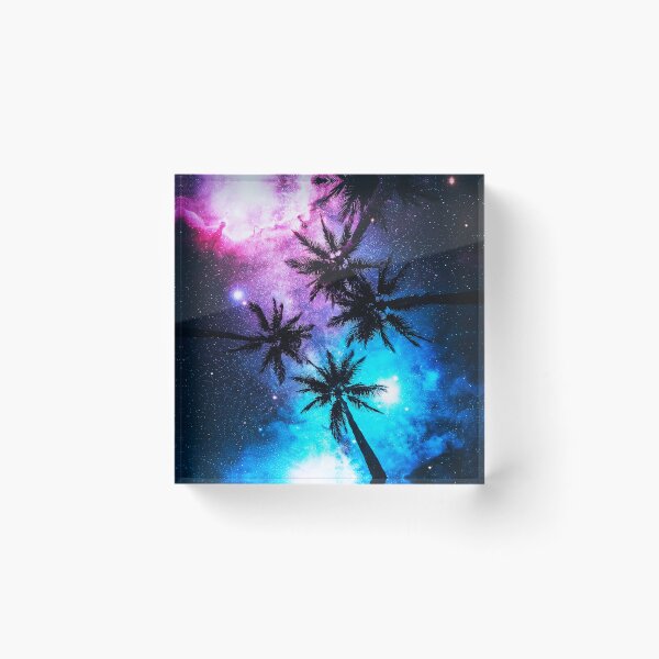 Item preview, Cosmic Palm Trees Under a Pink and Blue Milky Way designed and sold by Exodoi.