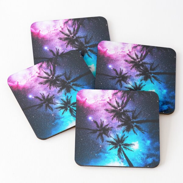 Item preview, Cosmic Palm Trees Under a Pink and Blue Milky Way designed and sold by Exodoi.
