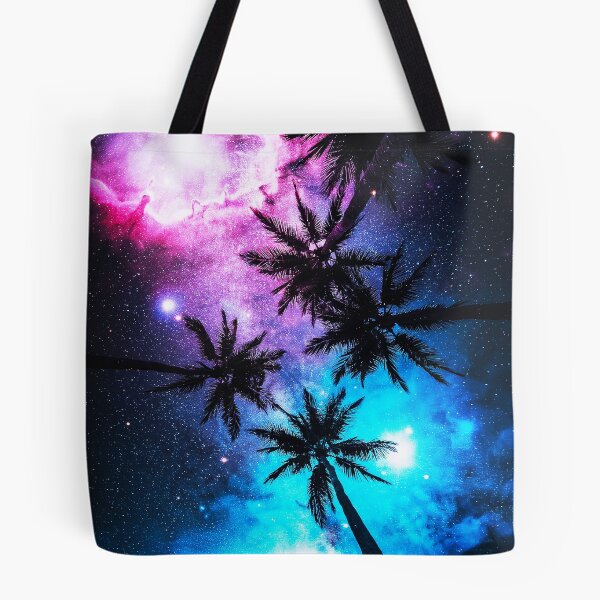 Item preview, Cosmic Palm Trees Under a Pink and Blue Milky Way designed and sold by Exodoi.