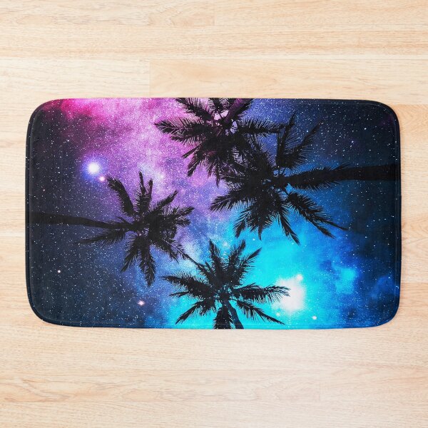 Item preview, Cosmic Palm Trees Under a Pink and Blue Milky Way designed and sold by Exodoi.
