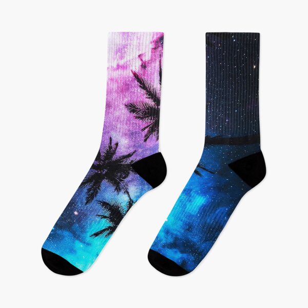 Item preview, Cosmic Palm Trees Under a Pink and Blue Milky Way designed and sold by Exodoi.