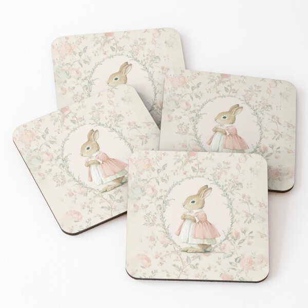 Item preview, Little Rabbit in Pink Layered Dress Watercolor designed and sold by GoodOldPrints4.