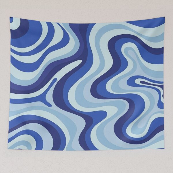 Item preview, Liquid Swirl Retro Abstract in blue tones, Cream, and White designed and sold by Differenceee.
