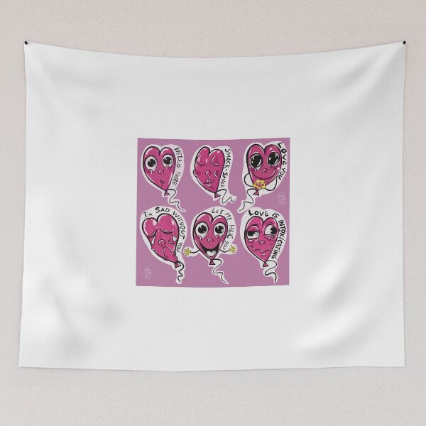 Item preview, Cute Retro Pink Heart Balloons Sticker Sheet designed and sold by ben.comictell.