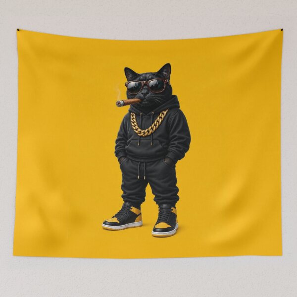 Item preview, Cool Black Cat Hip Hop Streetwear – Gangster Cat with Sunglasses designed and sold by anemiche.